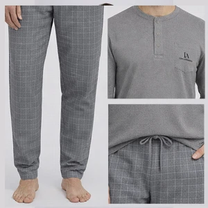 Pijama hombre manga larga cuello botones