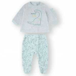 Pijama de dos piezas tundosado beb&eacute; dinosaurio.