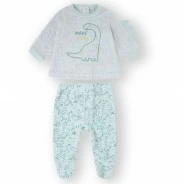 Pijama de dos piezas tundosado beb&eacute; dinosaurio.