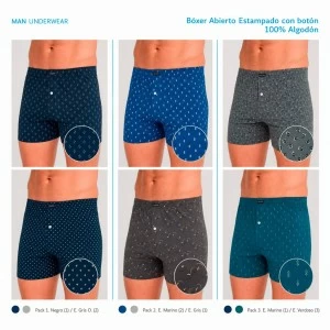 B&oacute;xer hombre Algod&oacute;n 100% estampado pack x2