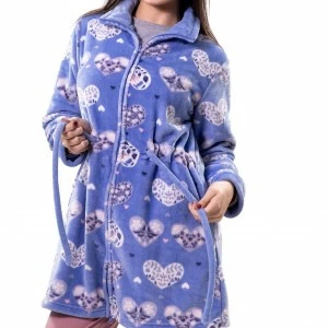 Bata estampada mujer coralina cremallera