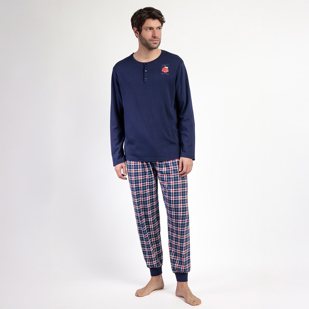 Pijama hombre cuello con botones Snoopy