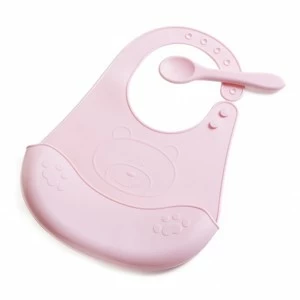 Babero bebe con recoge-migas y cuchara silicona