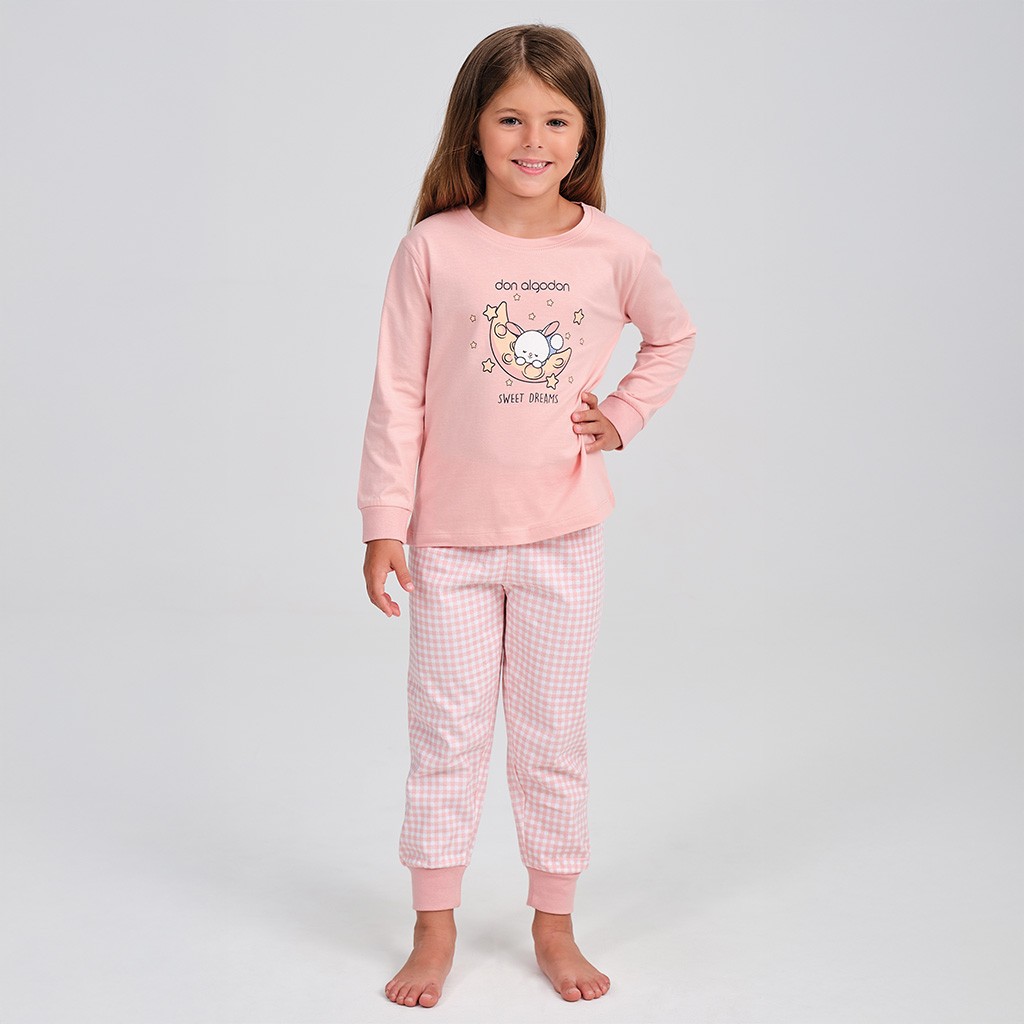 Pijama ni&ntilde;a manga larga estampado
