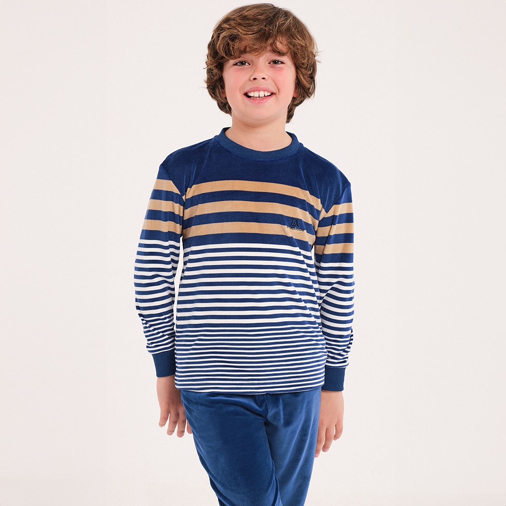 Pijama rayas niño manga larga