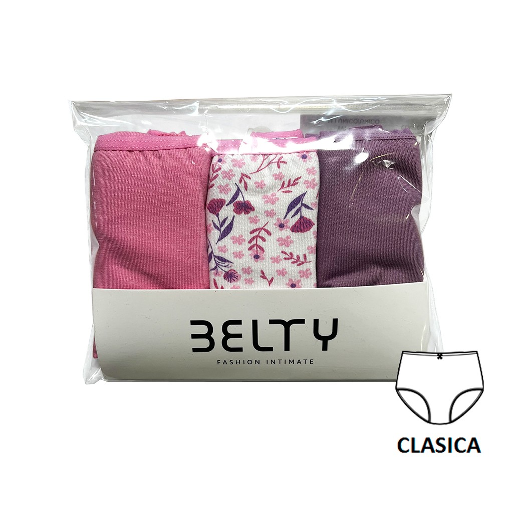 Braga alta mujer algodón estampado pack x3