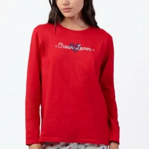 Pijama algod&oacute;n mujer manga larga