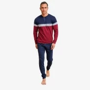 Pijama hombre algod&oacute;n cuello botones