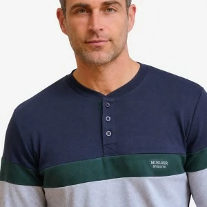 Pijama hombre algod&oacute;n cuello botones