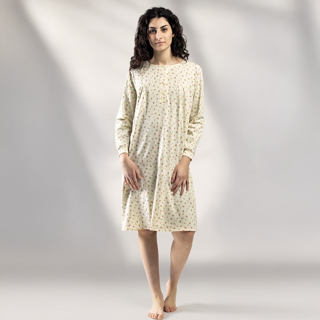 Camisón manga larga mujer algodón estampado