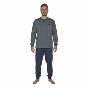 Pijama largo hombre algod&oacute;n estampado 