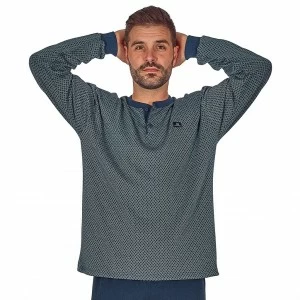 Pijama largo hombre algod&oacute;n estampado 