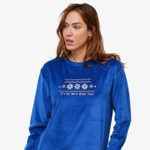 Pijama largo mujer azul estampado