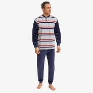Pijama hombre cuello botones rayas