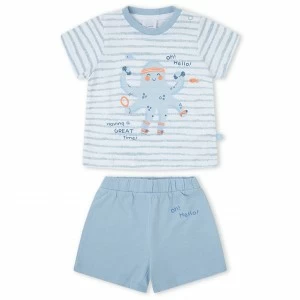 Pijama beb&eacute; algod&oacute;n manga corta rayas