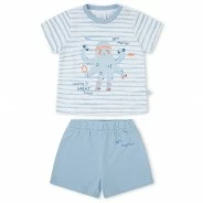 Pijama beb&eacute; algod&oacute;n manga corta rayas