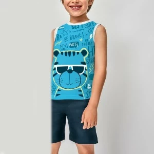 Pijama ni&ntilde;o sin mangas osito