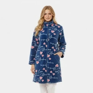 Bata coralina mujer estampada con cremallera