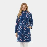Bata coralina mujer estampada con cremallera
