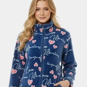 Bata coralina mujer estampada con cremallera