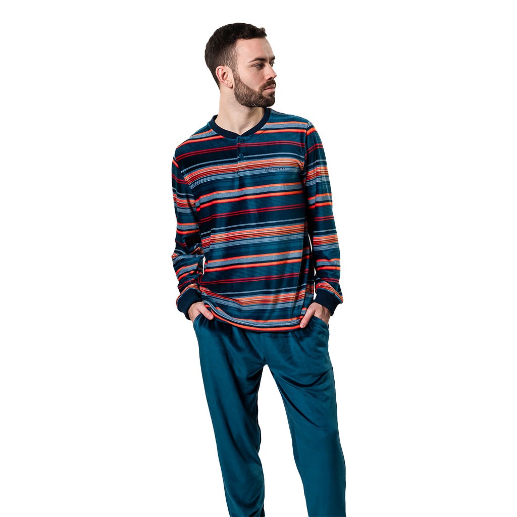 Pijama manga larga hombre rayas