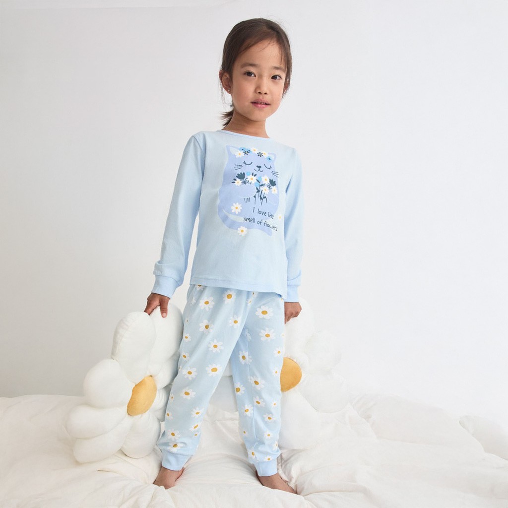 Pijama ni&ntilde;a manga larga margaritas