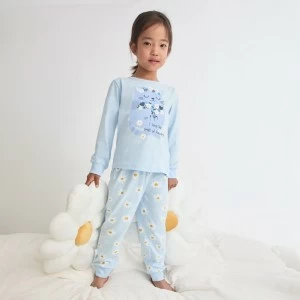 Pijama ni&ntilde;a manga larga margaritas