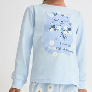 Pijama ni&ntilde;a manga larga margaritas