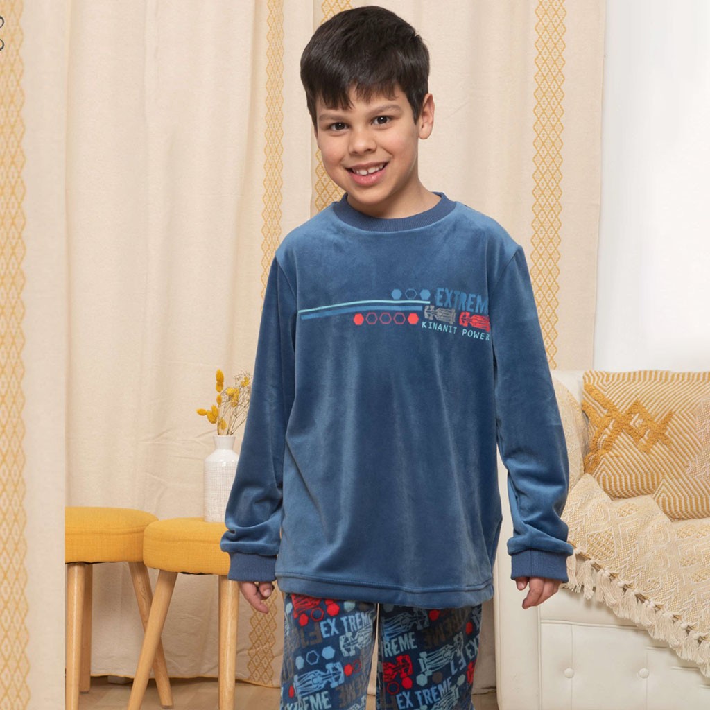 Pijama niño terciopelo estampado