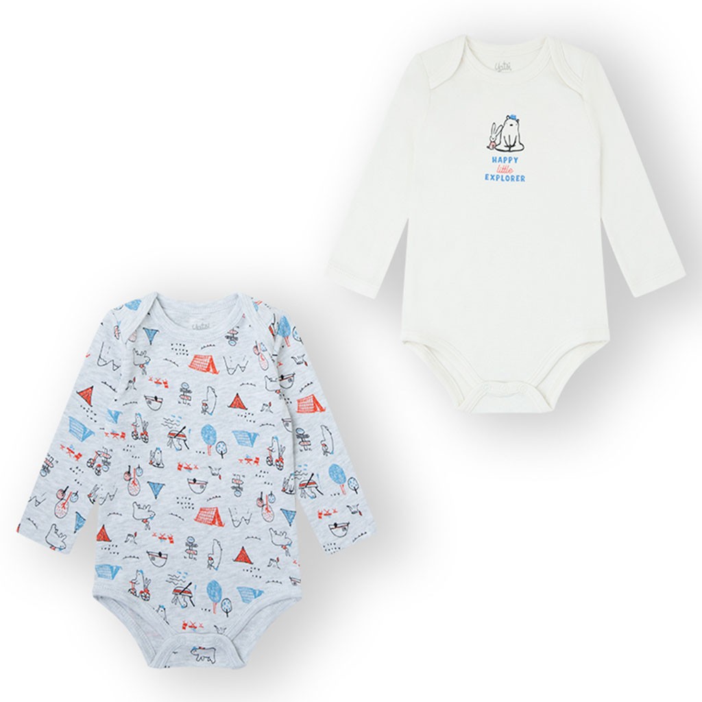 Bodys bebé Happy Explorers pack 2 algodón