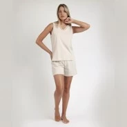 Pijama mujer sin mangas cuello pico estampado