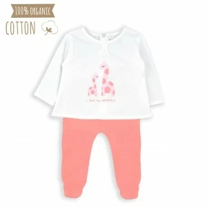 Pijama bebe 2 piezas jirafa de algod&oacute;n org&aacute;nico