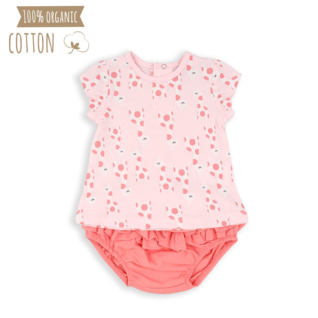 Conjunto bebe con camiseta y braguita de algodón