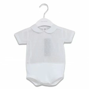 Body bebe blusa de manga corta en batista bordada