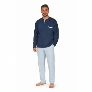 Pijama hombre algod&oacute;n cuello botones