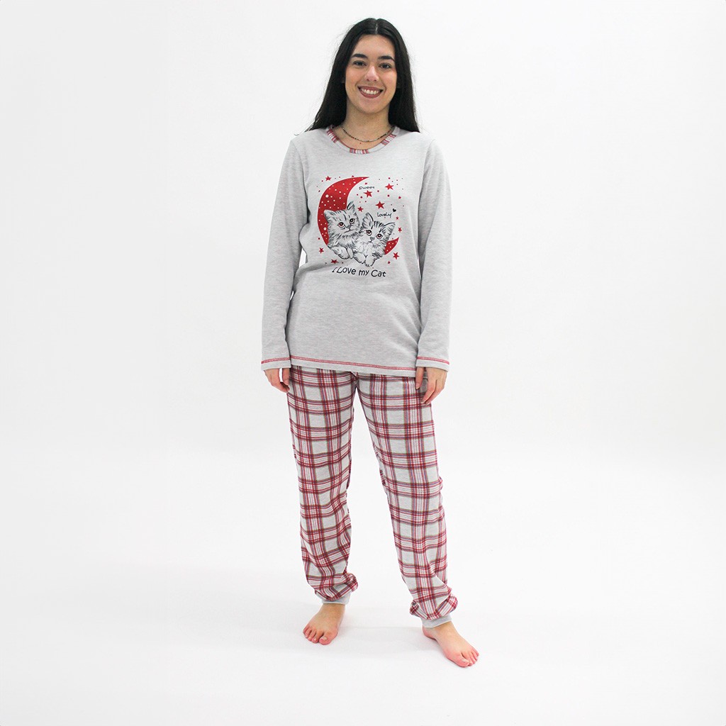 Pijama mujer manga larga pantalon con puño