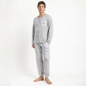 Pijama hombre cuello botones algod&oacute;n