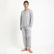 Pijama hombre cuello botones algod&oacute;n