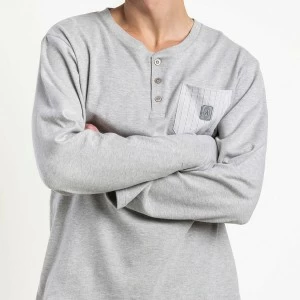 Pijama hombre cuello botones algod&oacute;n