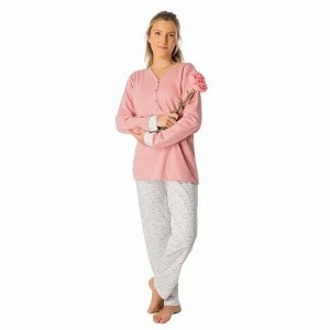 Pijama algod&oacute;n mujer manga larga