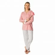 Pijama algod&oacute;n mujer manga larga