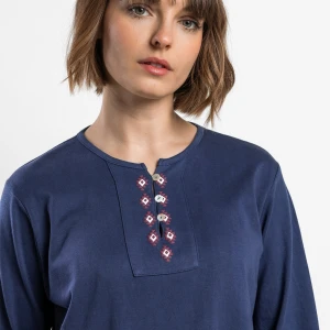 Pijama mujer algod&oacute;n cuello botones