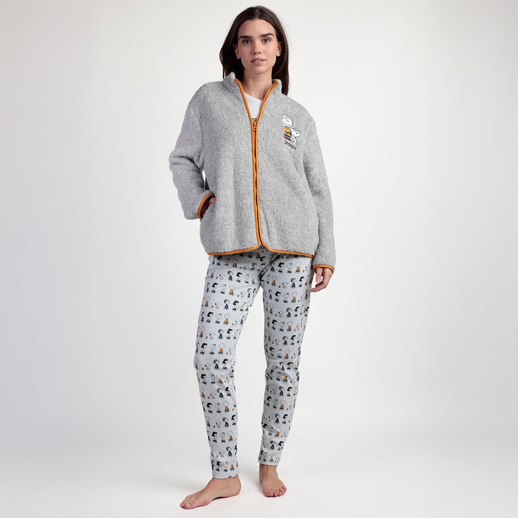 Bata corta mujer tejido coralina Snoopy