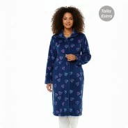 Bata larga mujer estampado corazones talla extra