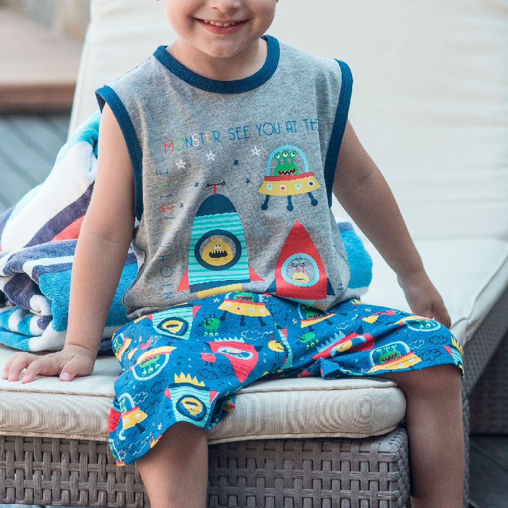 Pijama niño sin mangas algodón