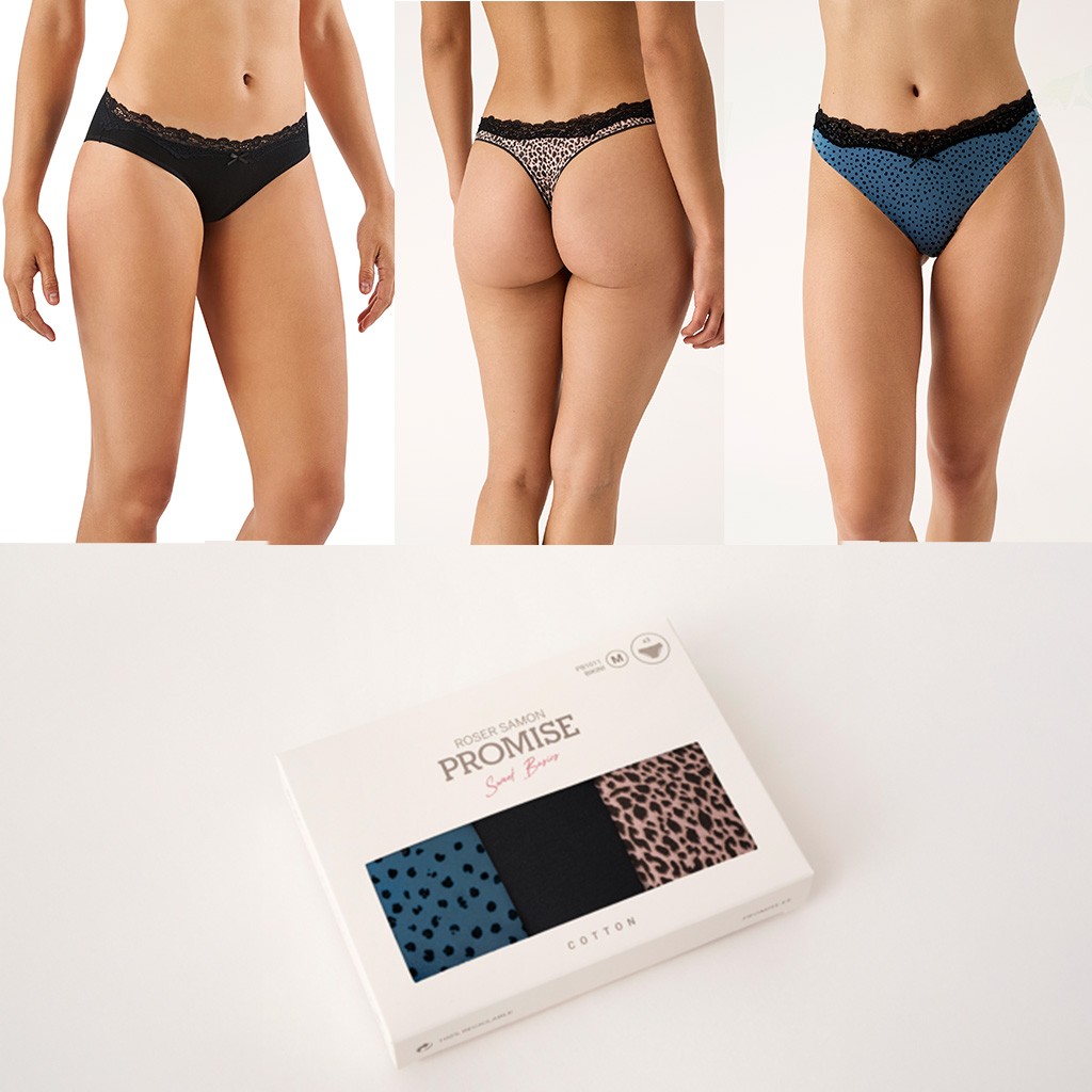 Tanga mujer Expositor 12 pack x3 algod&oacute;n surtidas