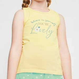 Pijama ni&ntilde;a sin mangas amarillo