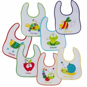 Babero bebe impermeable semanario 7 unidades