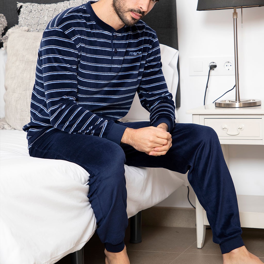 Pijama hombre manga larga rayas Muslher