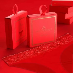 Braga bikini mujer roja de encaje en cajita regalo